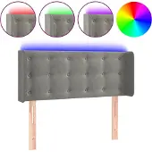 vidaXL Hoofdbord LED 93x16x78/88 cm fluweel lichtgrijs