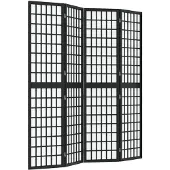 vidaXL Kamerscherm inklapbaar 4 panelen Japanse stijl 160x170 cm zwart