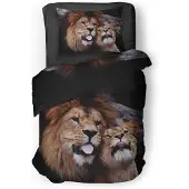 Eleganzzz Dekbedovertrek Micropercal Wild Lion - black 140x200/220cm