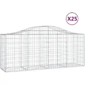 vidaXL Gabionen met boogvorm, 25 stuks, 200x50x80/100 cm, verzinkt staal