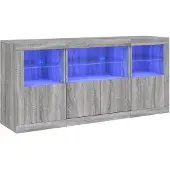 vidaXL Dressoir met LED-verlichting 142,5x37x67 cm grijs sonoma