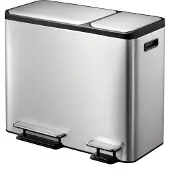 EKO EcoCasa trio pedaalemmer (3 x 15 liter, mat RVS)