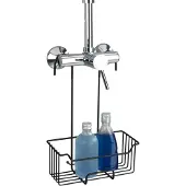 Wenko Doucherek Milo RVS zwart 25x36cm - Zonder boren - Doucherekje hangend - Douchemand - Douchecaddy ophangbaar