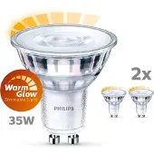 Philips Ledspot - Dimbaar - Warm Wit - Gu10 - 3w - 2 Stuks