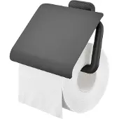 Tiger Carv - Wc rolhouder met klep - Toiletrolhouder - Zonder boren - Boren of lijmen - Zwart