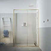 Sealskin - Douchedeur + Zijwand Contour 140 X 200cm - Goud Profiel - 6 Mm Helder Glas