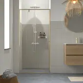 Sealskin contour draaideur voor nis 100x200 cm, 6 mm helder veiligheidsglas met antikalklaag geborsteld goud