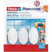 TESA Powerstrips Zelfklevende haken Klein Wit Tot 1 kg Pak van 3 stuks