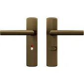 Axa Curve klik deurkruk Milan op schild WC-/badkamersluiting 63/8 mm - aluminium/brons