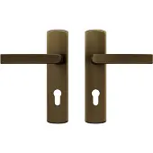 Axa Curve klik deurkruk Blok op schild profielcilindergat 72mm - aluminium/brons