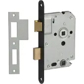 Nemef 1264 Toilet/badkamerdeurslot | DM50mm | WC63mm | krukgat 8mm | voorplaat zwart gelakt 20x174mm afgerond | messing dag- en nachtschoot | DR 1+3/2+4 - P000047601-350-100