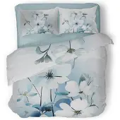Eleganzzz Dekbedovertrek Micropercal Bouquet of Dreams - blue 200x200/220cm