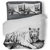 Eleganzzz Dekbedovertrek Micropercal White Tiger - white 200x200/220cm