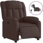 vidaXL Fauteuil verstelbaar elektrisch stof donkerbruin