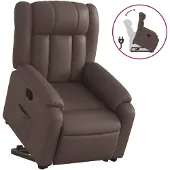 vidaXL Sta-op-fauteuil verstelbaar kunstleer bruin