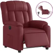 vidaXL Fauteuil verstelbaar elektrisch kunstleer wijnrood