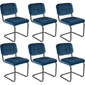 Kick Collection IVY Eetkamerstoelen - Set van 6 - Velvet - Buisframe - Donkerblauw (set van 6)