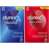 Durex - Thin Feel Condooms 20 stuks & Originals Classic Natural Condooms 20 stuks - Pakket