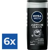 Nivea Men - Douchegel - Active Clean - 250 ml - Voordeelverpakking - 6 stuks