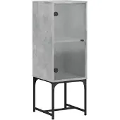 vidaXL Bijzetkast met glazen deur 35x37x100 cm betongrijs
