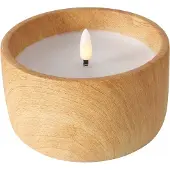 Boltze - LED kaars - Aardewerk met houtlook - Echte wax met kunststof vlam - 12x8cm