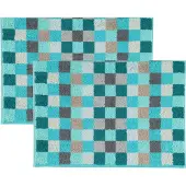 Cawö Gastendoek Cawö Unique Karo Turquoise (6-delig)
