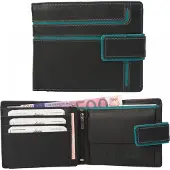 Dariya Portemonnee 2902-blacktuerkis Zwart Turquoise Leer