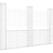 vidaXL Schanskorf U-vormig met 3 palen 260x20x200 cm ijzer