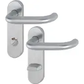 Hoppe Greepenset, Set korte platen Paris E138/353KH roestvrij staal F69 RWSK/OL set afgeronde hendelgrepen (Deurbordje)