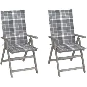 vidaXL Verstelbare stoelen met hoge rugleuning, set van 6, met kussens, gemaakt van massief acaciahout