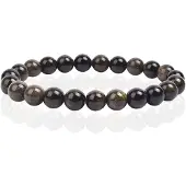 Memphis Natuursteen Armband met 8mm Kralen - Gold Obsidian