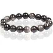 Memphis Natuursteen Armband 10mm - Silver Obsidian