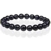 Memphis Natuursteen Armband met 8mm Kralen - Black Howlite