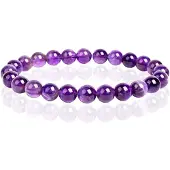 Memphis Natuursteen Armband met 8mm Kralen - Amethyst