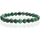 Memphis Natuursteen Armband met 8mm Kralen - Green Black Jade