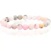 Memphis Natuursteen Armband met 8mm Kralen - Pink Opal