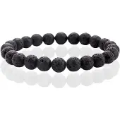 Memphis Natuursteen Armband met 8mm Kralen - Lava
