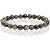 Memphis Natuursteen Armband met 8mm Kralen - Dragon Bloodstone