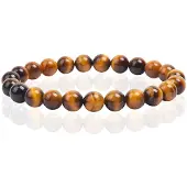 Memphis Natuursteen Armband met 8mm Kralen - Tiger Eye