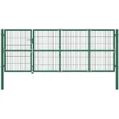 vidaXL Tuinhek met palen 350x120 cm staal groen