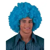 Funny fashion Turquoise pruik met krullen - Verkleedpruiken