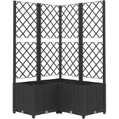 vidaXL Plantenbak met latwerk 80x80x136 cm polypropeen zwart