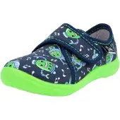Beck Huisschoenen 'Robots' navy / lichtblauw / limoen / wit
