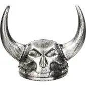 BigBuy Carnaval verkleed Viking helm - grijs - met hoorns - plastic - heren - krijgers en ridders