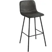 Livin24 Industriële barkruk Mikky zwart/antraciet eco-leer 65-78 cm