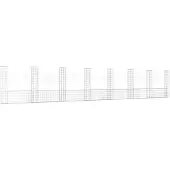 vidaXL Schanskorf U-vormig met 8 palen 860x20x150 cm ijzer