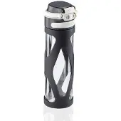 Leifheit 3254 flip glazen drinkfles | 600 ml | zwart