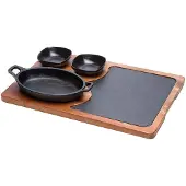 COSY&TRENDY Serveerplank Grillpan set 4-delig 38,5x25x1,5