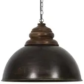 Light & Living Hanglamp Ø52x40 cm LEIA zwart zink+kop hout bruin