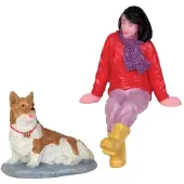 Intratuin Lemax Kerstdorpminiatuur A Short Break (vrouw Met Hond) H 5,5 Cm